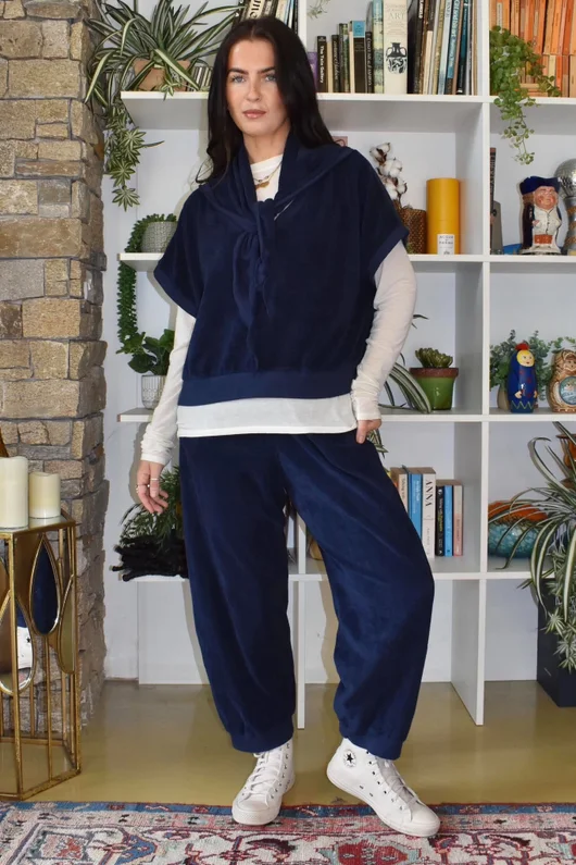 Terry B Hi Lo Tank Navy
